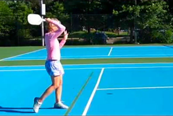 Pickleball Bowling Topspin Serve, by Ann Carney