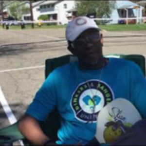 Slam Master Pickleball Volley Private Challenge. Coach Zorano stands dow...