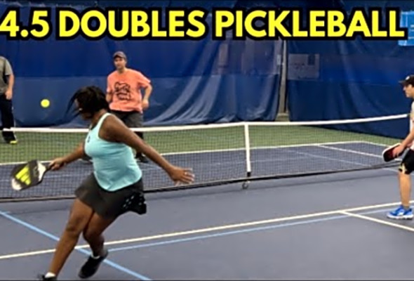 4.5 Doubles Pickleball - Matt &amp; Dennis vs Mike &amp; YoYo - Challenge Court - Long Beach Tennis Center