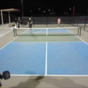 Intermediate level fun pickleball, Sunset Park Las Vegas at night