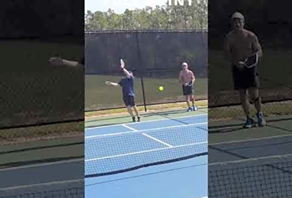 Insane shot off overhead #pickleball #insane #lucky #paddlesport #baseball #racquetsport #racing