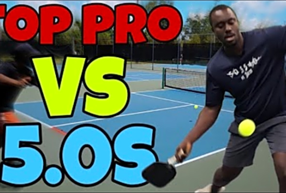 Top Pro Playing Against 5.0s Pickleball Men&#039;s Doubles