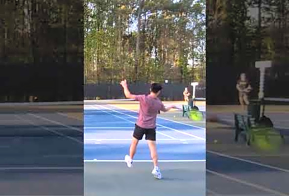 Why did his grunt change (TST Tournament 1) #trickshot #tennis #tournament #shorts