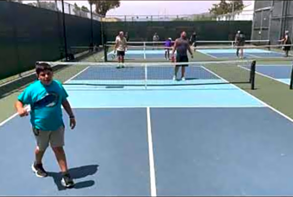 Part 1 Pickleball rec play - Coco B &amp; Diego vs Spin Tim and Erik Gas Station Sushi Pailet Jackson