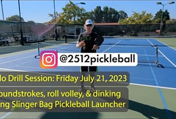 Groundstrokes, Roll Volleys, &amp; Dinking Slinger Bag Drill Session - July 21, 2023