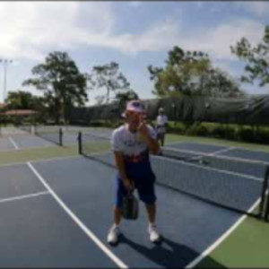 Showing improvement on forehand drop shot in pickleball