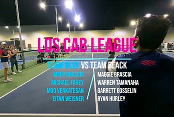 Los Cab Pickleball League Part 1 Team Blue versus Team Black 5 Games - 2 Singles/3 Doubles