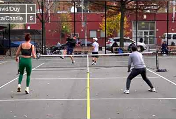 NYC Pickleball rec game David and Duy vs. Erika and Charlie