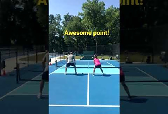 Dinks, volley, lob- what a Pickleball point! Awesome hustling! Litchfield Racquet &amp; Paddle