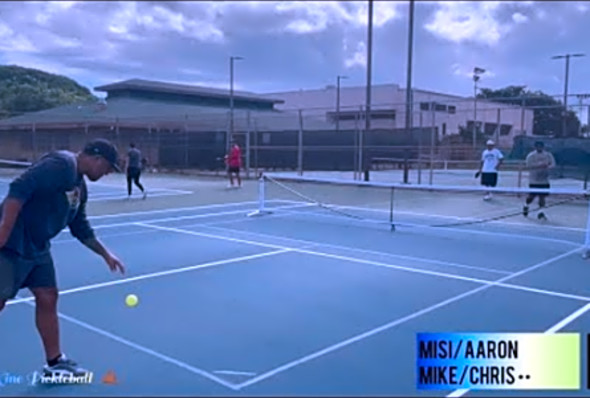 Hawaii Kine Pickleball, Fun games today - Mens Doubles, Mike/Chris vs Misi/Aaron - Oahu, Hawaii