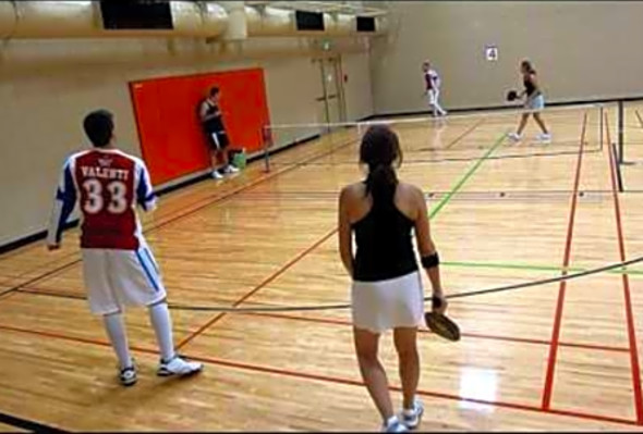 Pickleball 2012 Seatac Mixed 1st Round Joe Valenti and Laure Merce vs Chris Miller and Jen Lucore
