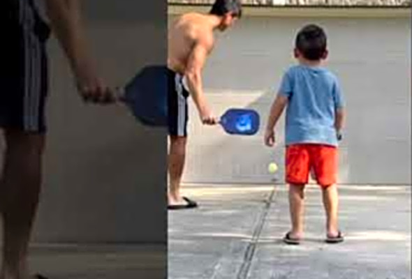 Father Teach Son Playing Pickleball #Shorts
