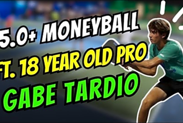 18 Year Old Pro Gabe Tardio in 5.0 Moneyball Pickleball Tournament Playoff Match