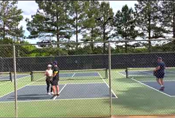 Wake Forest Pickleball Tournament. Gold/Silver Match. 4.0. Mixed Doubles under 50. Liz &amp; Evan!