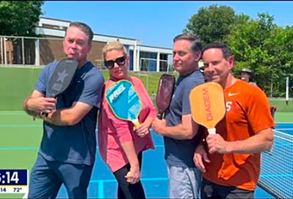 Good Day team tries to learn pickleball