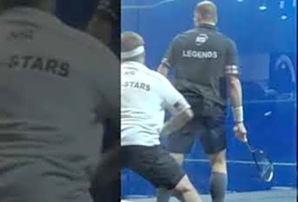 Fire in their eyes. Legacy on the line. - LEGENDS VS YOUNG GUNS SQUASH GAME