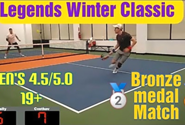 Legends Winter Pickleball Classic- Men&#039;s Singles 4.5/5.0 19 Bronze Medal Match - Tomy vs. McNally