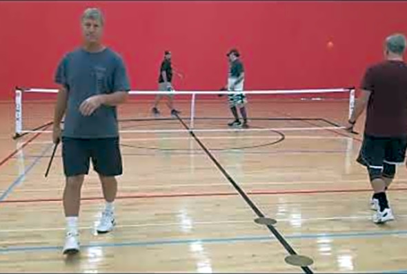 Stillwater pickleball tournament bracket play men 4.0 Tadd/Bob vs Will/Gordy 1-17-21
