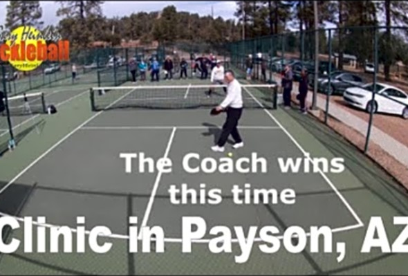 The students challenge the coach in Pickleball