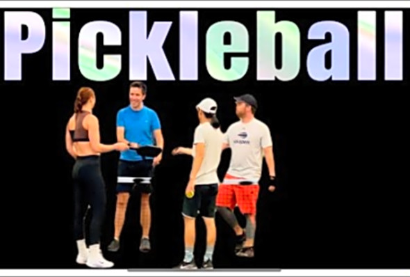 Great Competition PICKLEBALL Game in New York City Brooklyn Bridge Park Pier 2