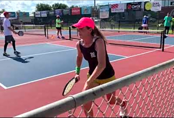 Dave Weinbach and Leigh Waters at the 2019 US Open Pickleball Championships, Mixed Doubles Age 40,