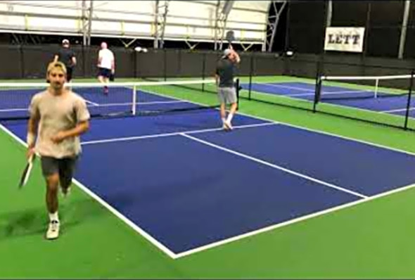 Men&#039;s Doubles in a Close Pickleball Match in Opelika