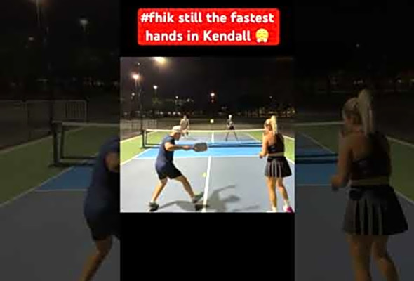 Franck was bringing the heat but I got the fastest hands in Kendall #miamipickleball #pickleball