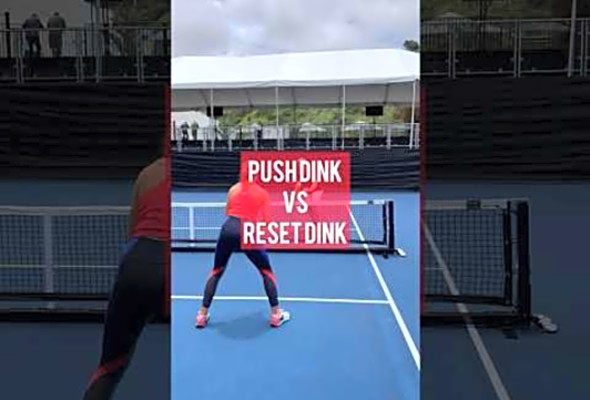 When should I use a push vs reset dink? #pickleball #pickleballtips #pickleballaddict #pickleballer