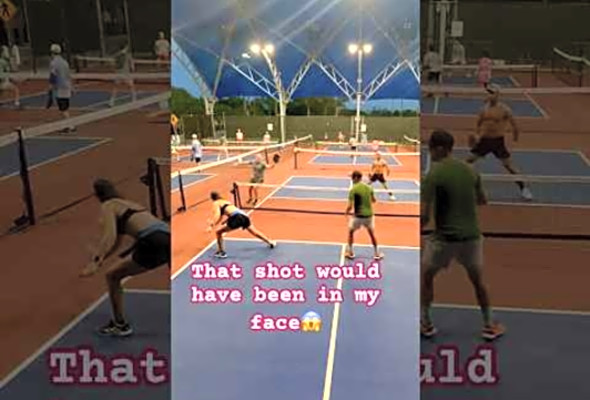 Scary play #pickleball #fail #hit #scary #florida #highlights #thankgod #missed