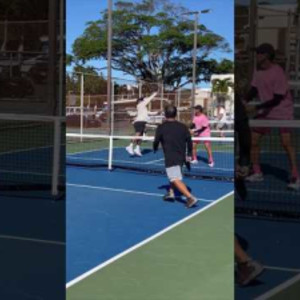 Skill or Luck!? Comment below #pickleball #hawaii #dink #pickleballdoubl...