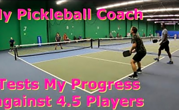 A pickleball test match against 4.5 players with my coach