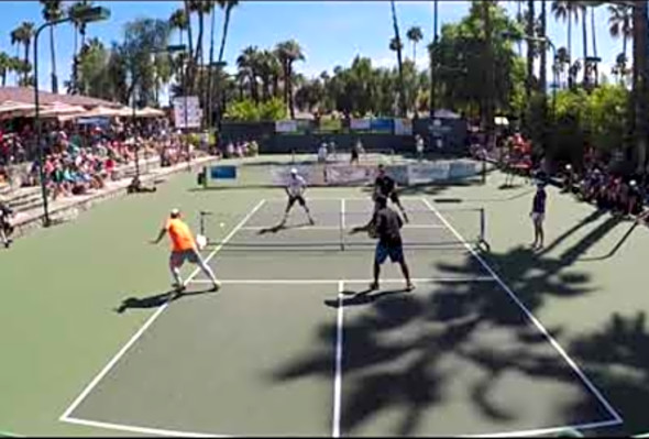 2018 Lakes Pickleball Tournament MD 5.0 Bronze Game 1 Farias/Johns vs. Rozpedski/Evans