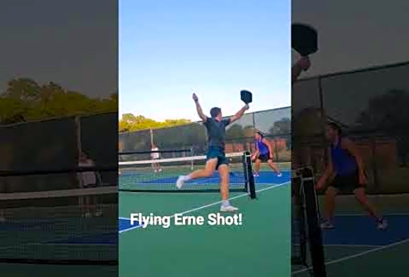 Incredible pickleball flying erne shot #pickleball #fun #sports #shorts