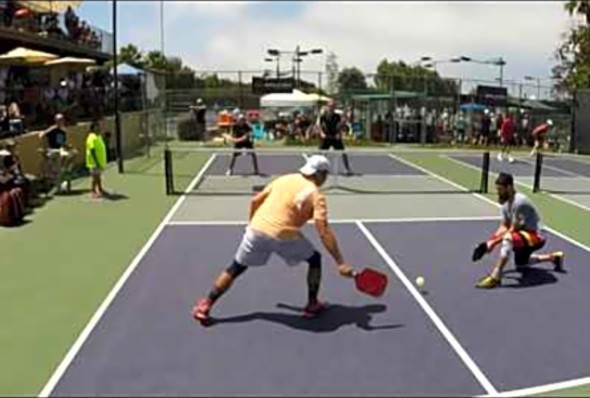 2017 So Cal Classic Pickleball Tournament Men&#039;s Doubles Pro Johns/Ashworth vs. Coyle/Warnick Game 3