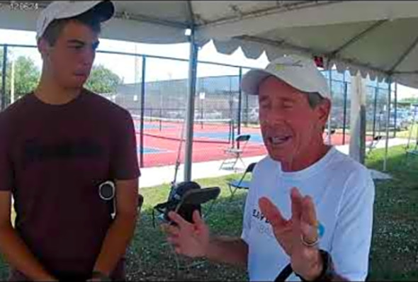 Bob Savar interviews Ben Johns at the 2019 US Open Pickleball Championships in Naples, FL