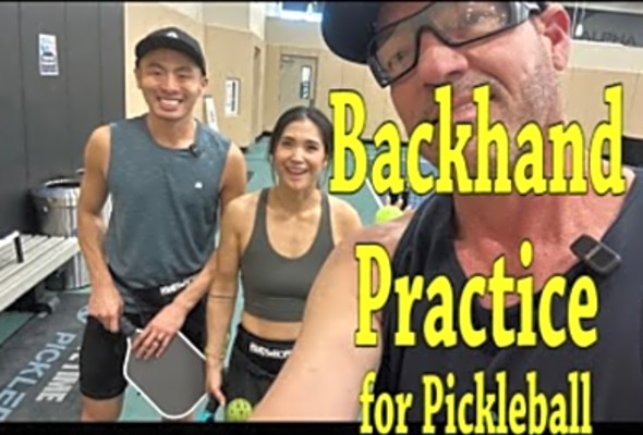 Working on a new backhand drive for Pickleball w/ friends