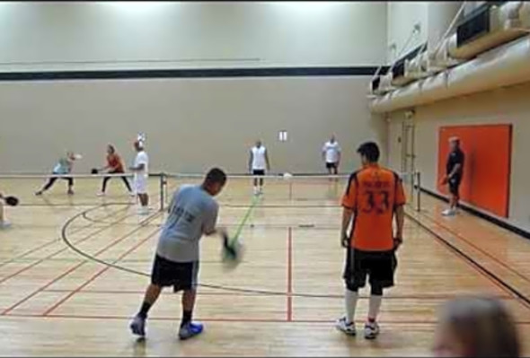 Pickleball 2012 SeaTac Mens 5.0 Doubles 5th round Joe Valenti and Fernando vs Roy and Gregg