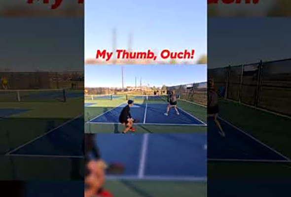 My Thumb, Ouch! #pickleball #pickleballhighlights #shorts #highlights #thepickleballrunner
