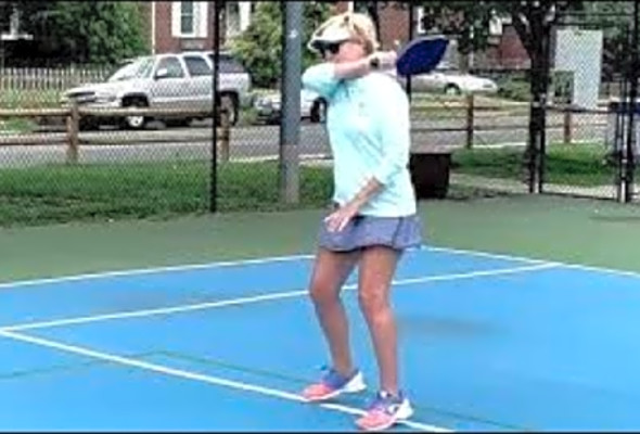 Pickleball Topspin Service Return, by Liz Cilento