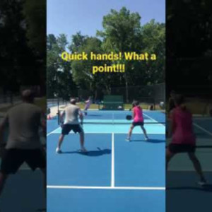 Awesome point! Pickleball battle- volleys, dinks, lobs- awesome rally!