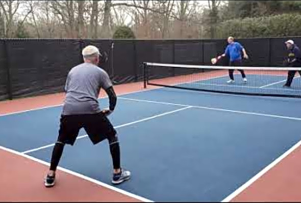 Playing pickleball on Steve&#039;s backyard pickleball court