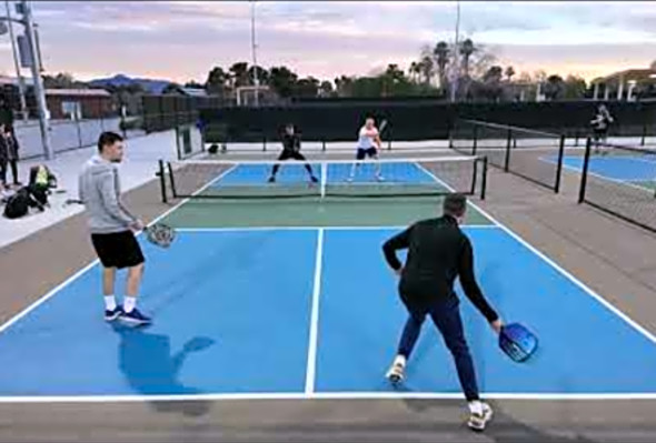 Engage Pickleball paddle demo games at Sunset Park, game 1, February 2024