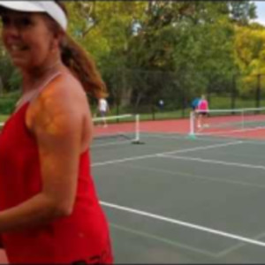 Pickleball game with Laura Fenton Kovanda and Isaac on August 10, 2017