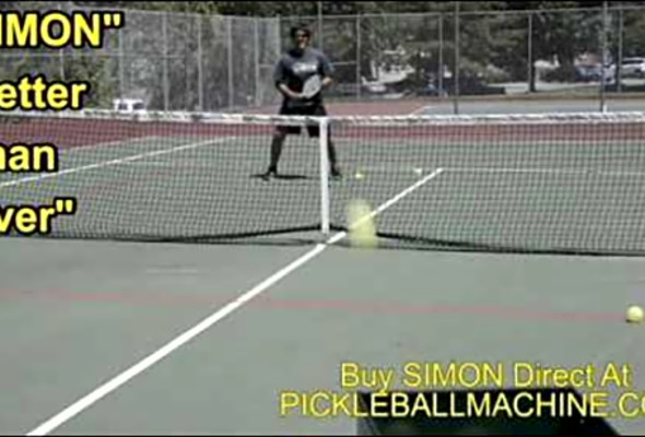 Simon2 pickleball throwing machine. Half volley drill.