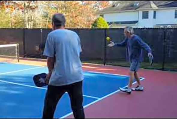 Playing pickleball on Steve&#039;s private backyard court
