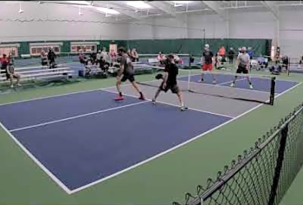 Top 3 pickleball player Riley Newman and Chris Ouellette take on Johan and Steve