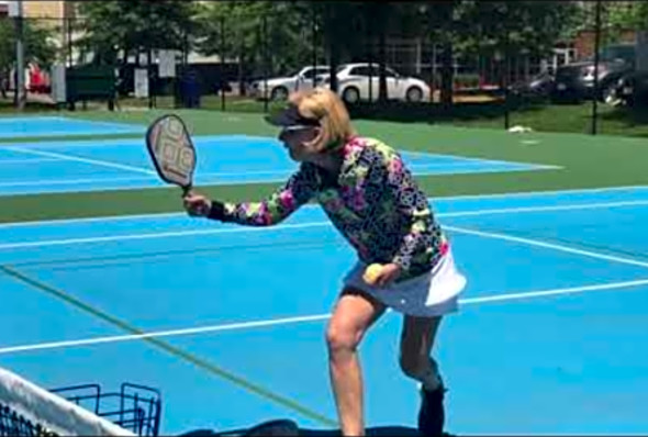 Backhand Crosscourt Dink Consistency Practice, Ann with Toui