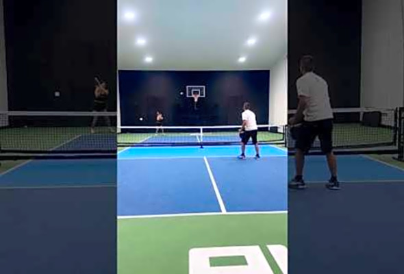 Get to the Kitchen Tug of War Drill from Pro Allyce Jones #drill #pickleball #pickleroll