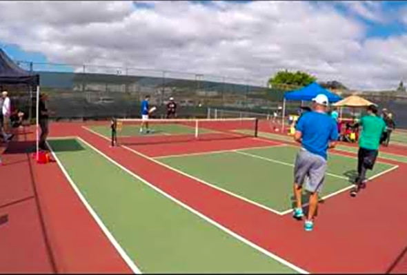 5.0 Tustin Pickleball: Game 2: Paul Leaf &amp; David Wage v. Justin Shomaker and Eitan Weisner