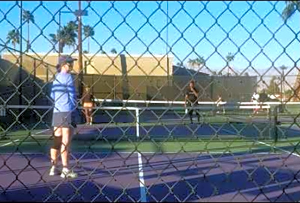 Jamie Foxx playing pickleball with Ping, Shawn and Liz